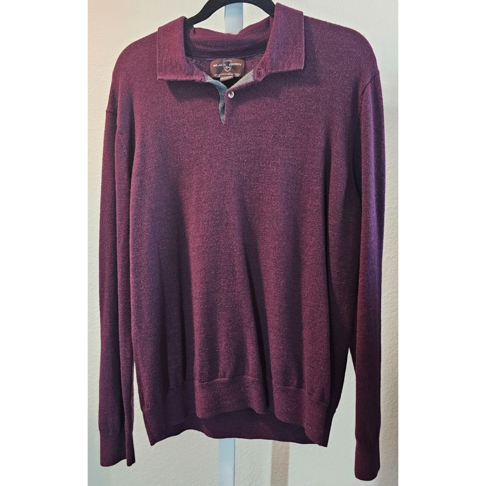 Black Brown 1826 Polo Sweater Extrafine 100% Merino Wool Mens XXL